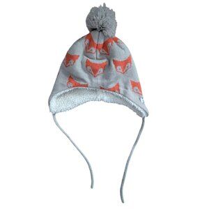 🇨🇦 Jan & Jul Fox Pom Pom Beige/Grey Touque 3-9m